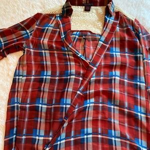 Plaid and lace blouse size XS